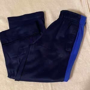 Boys 6/7 Russell navy blue w/blue stripes fleece lined pockets athletic pants